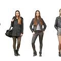 Four Women Modeling Stylish Casual Outfits Against White Background With Wooden Floor