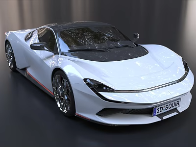 White Sports Car With Modern Sleek Design Black Roof Red Accent And Aerodynamic Body Shape 3d model