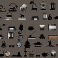 Diverse Home Decor Ornament Set With Miniature Models Tea Sets Plants Clocks Vases