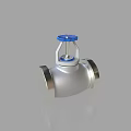 Stainless Steel Pipeline Valve With Silver Body And Blue Top Handle