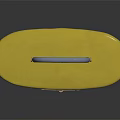 Yellow Oval Case With Gray Handle And Metal Lock On Black Surface With Reflection 3d model