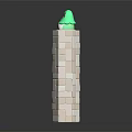 Small Green Creature Standing On Top Of Tall White Block Tower With Dark Background
