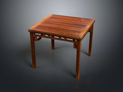 Traditional Wooden Square Table With Carved Legs And Smooth Tabletop Design 3d model