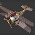 Aerospace Spacecraft Model Featuring Blue Body Golden Propeller Twin Wing And Detailed Components