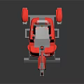 Red Compact Construction Vehicle With Mechanical Arm And White Wheels