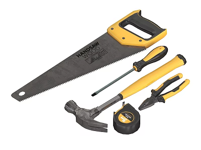 Tools Carpenter Tools Hand Saw Saw Blade Hammer Vise Ruler Screwdriver 3d model