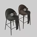 Modern Beige Bar Stools With Metal Legs And Draped Blanket