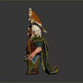 Wise Old Man With White Hair Beard Green Purple Clothes Lantern Owl Staff