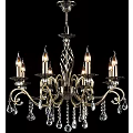 Elegant Classic Chandelier With Candle Shaped Bulbs And Crystal Pendants
