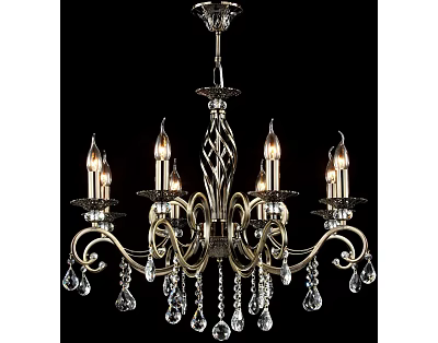 Elegant Classic Chandelier With Candle Shaped Bulbs And Crystal Pendants 3d model