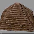 Layered Terraced Architectural Structure With Curved Wavy Design And Warm Brown Tones