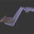 Wooden Walkway Structure With Multiple Platforms And Railings Design