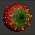 Fresh Red Strawberry With Green Leaves And Shiny Surface On Dark Background