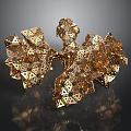 Organ and Hair Golden Complex Structure with Hollow Design Glossy Texture and Reflective Effect