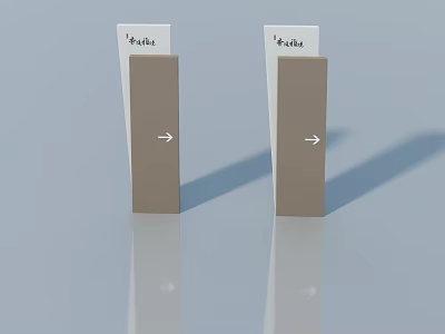 Kehua Brown Hinged Doors With White Arrows For Home Or Office Use 3d model