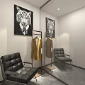 Modern Spacious Clothing Store Interior With Mannequins Display Shelves And Sofa