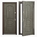 Elegant Wood Grain Swing Door Design With Secure Lock And Handle 3d model