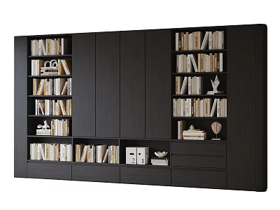 Modern Black Bookcase Featuring Multiple Shelves Spacious Storage Books And Decorative Items 3d model