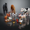 Collection of Various Animal Characters Including Horses Deer Cows Chickens and Ducks