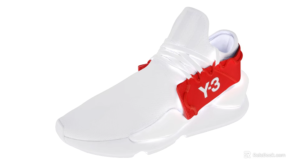 Y3 White Casual Sneakers With Red Side Accent And Modern Design 3d model 