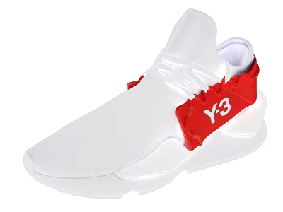 Y3 White Casual Sneakers With Red Side Accent And Modern Design 3d model