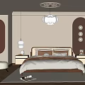 Modern Bedroom Interior Design With Bed Nightstands Pendant Light And Arched Accent Walls