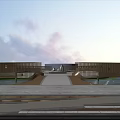 Elegant Clubhouse Entrance Design With Stone Wall Water Feature And Scenic View