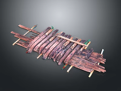 Rustic Wooden Crossed Slats With Natural Stone Accents For Home Decor 3d model