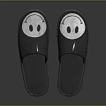 Comfortable Gray Home Slippers With Soft Sole And Smiley Face Design
