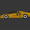 Yellow Sports Car With Sleek Design Black Rear Spoiler And Black Wheels