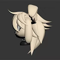 Cartoon Style Blonde Hair Doll With Black Bow Big Eyes And Black Outfit