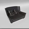 Modern Black Leather Two-Seater Sofa With Comfortable Pillows And Smooth Design 3d model