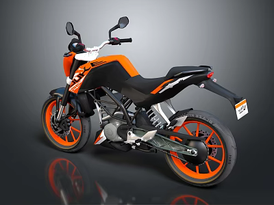 Orange and Black Modern Street Motorcycle with Sleek Design and Reflective Finish 3d model