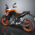 Orange and Black Modern Street Motorcycle with Sleek Design and Reflective Finish