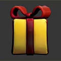 Yellow Gift Box With Red Bow And Ribbon As Daily Living Item