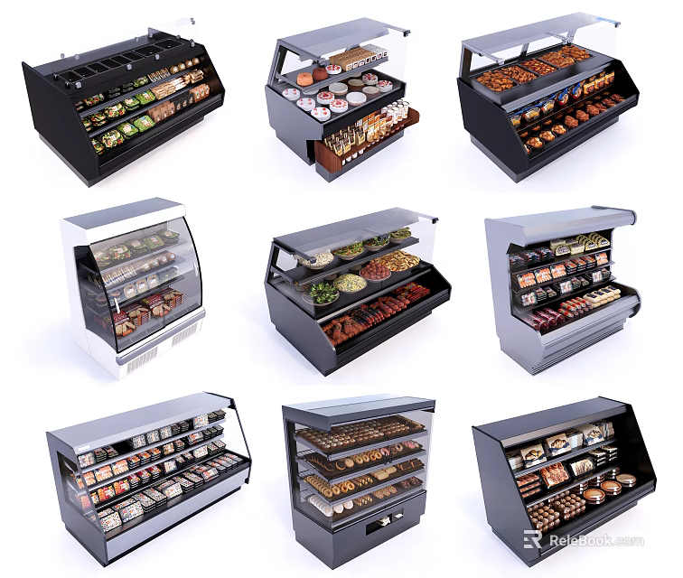 Commercial Display Freezers with Glass Doors Multiple Shelves for Food Merchandising 3d model 