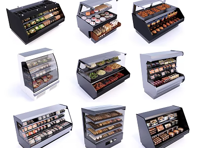 Commercial Display Freezers with Glass Doors Multiple Shelves for Food Merchandising 3d model