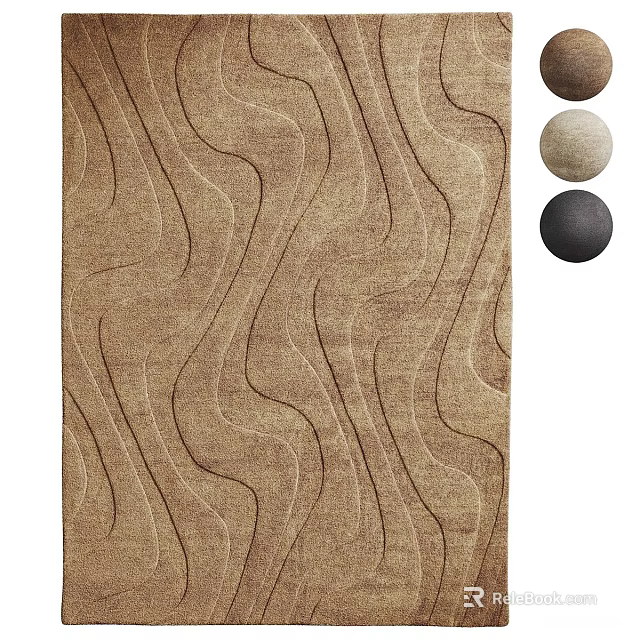 Brown Square Carpet With Wavy Patterns And Matching Color Options 3d model