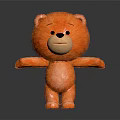 Orange Plush Stuffed Bear Standing With Open Arms On Dark Reflective Surface 3d model