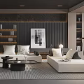 Modern Living Room Interior Design With White Sofa Coffee Table And Decorative Painting