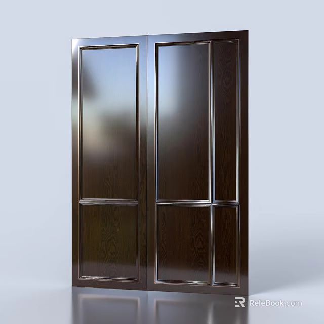 Elegant Dark Wood Wall Paneling With Panel Design For Modern Home Interior 3d model 