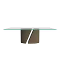 Sleek Modern Glass Top Dining Table With Unique Split Concrete Base And Contemporary Design Elements 3d model