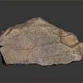 Natural Reddish Brown Stone with Textured Surface Cracks and Reflection on Dark Background