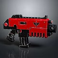 Futuristic Sci-Fi Weapon With Red And Black Metal Structure And Mechanical Details