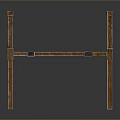 Wooden Bridge Structure With Railings Support Posts And Wooden Planks