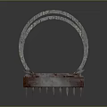 Red Spiked Metal Weapon Design With Armor Like Rings And Sharp Protrusions