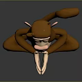 Cartoon Brown Monkey Sitting Cross Legged With Hands Clasped Calm Expression On Dark Background