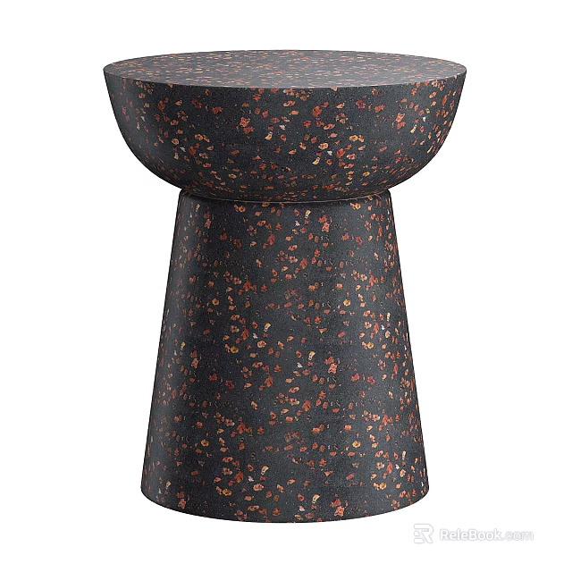 Dark Modern Coffee Table With Unique Speckled Surface And Cylindrical Base Design 3d model