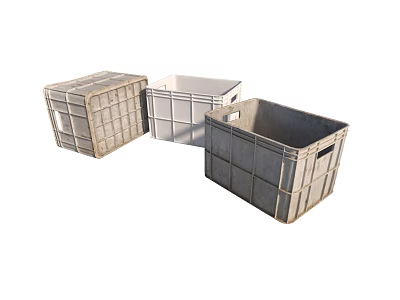 Plastic Storage Boxes In Various Colors With Grid Design And Handles For Storage 3d model