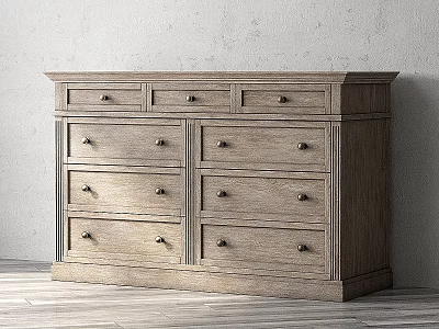 Wooden Dresser With Light Wood Finish Multiple Drawers And Metal Handles 3d model